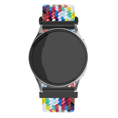 Nylon Adjustable Braided Strap, colourful, on a watch, direct front view