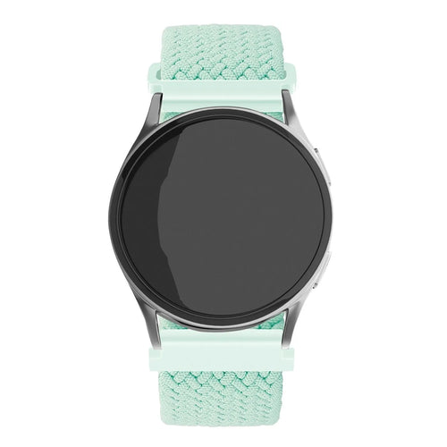 Nylon Adjustable Braided Strap, turquoise, on a watch, direct front view