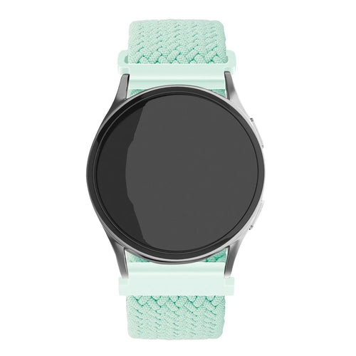 Nylon Adjustable Braided Strap, turquoise, on a watch, direct front view