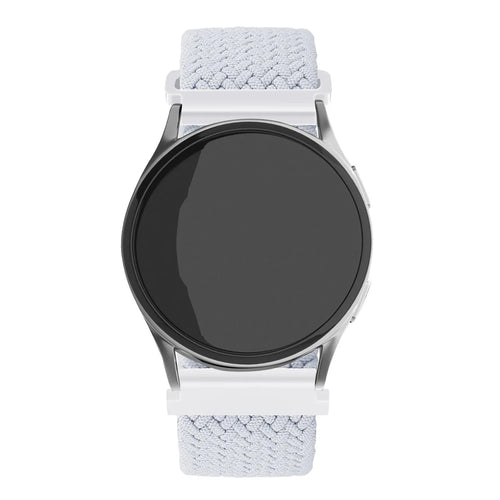 Nylon Adjustable Braided Strap, white, on a watch, direct front view