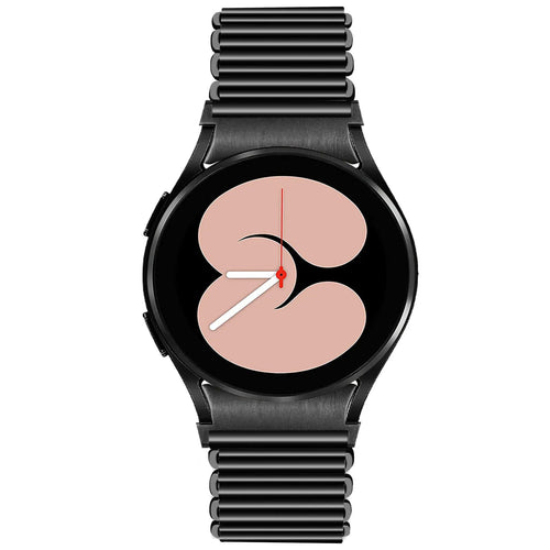 Steel Loop Strap, black, on a watch, direct front view