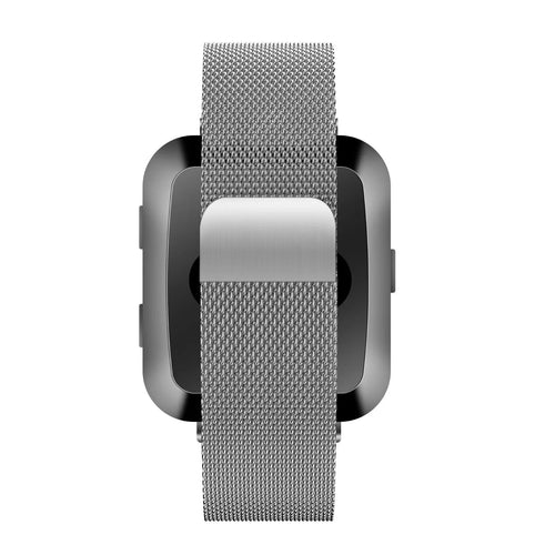 Milanese Loop Strap, silver, on a watch, direct front view