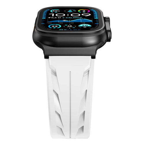 Bracelet silicone race Apple Watch (blanc)