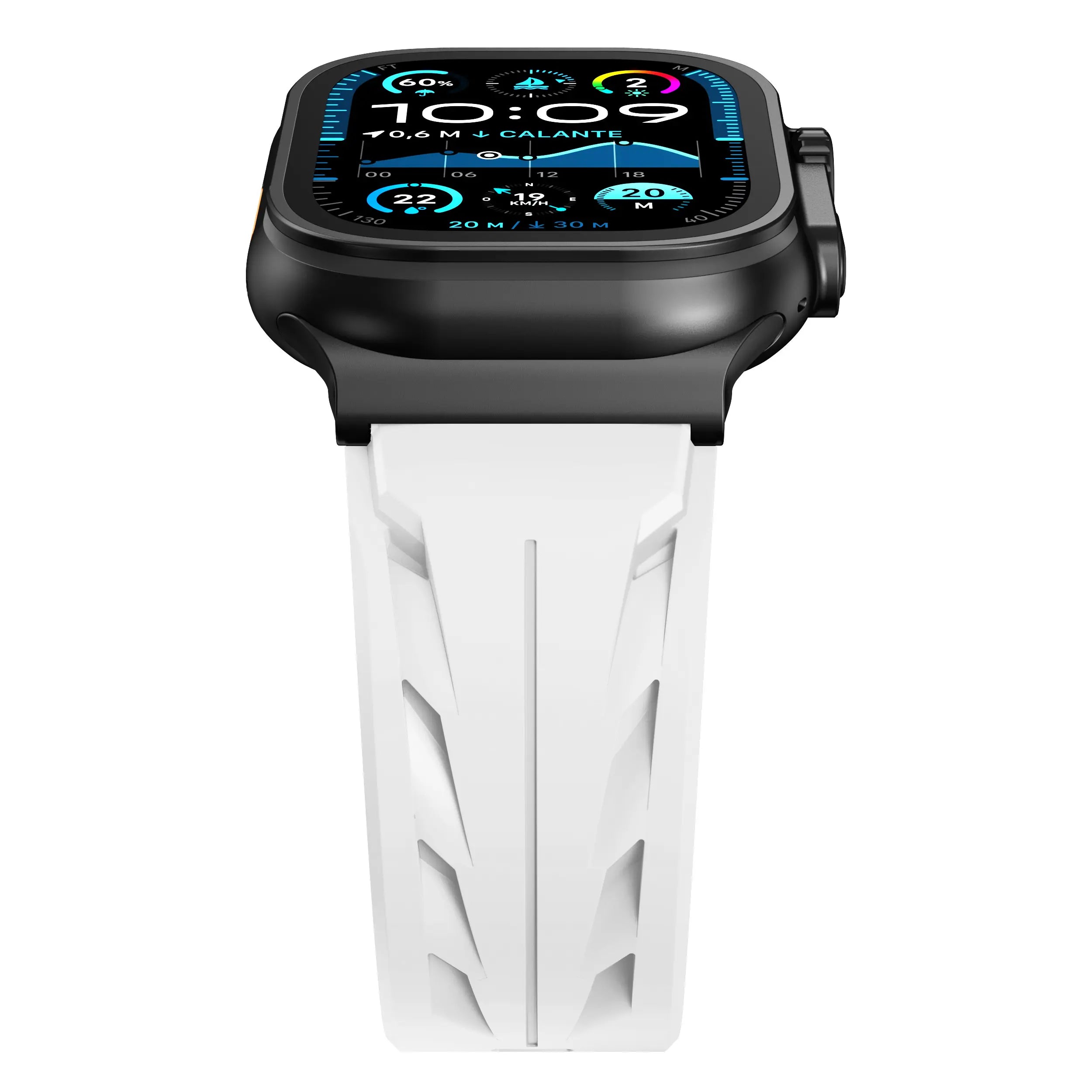 Bracelet silicone race Apple Watch (blanc)