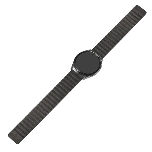 Leather Loop Strap, black, on a watch, direct front view