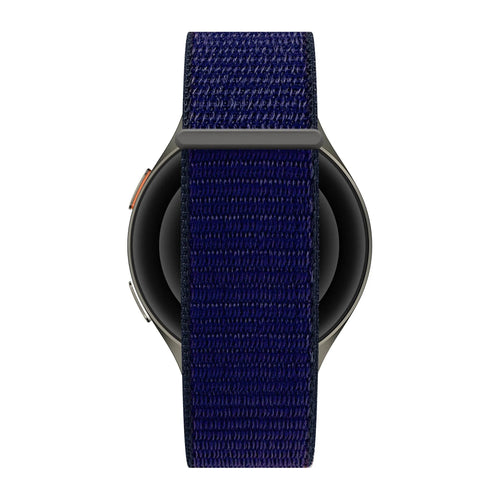 Nylon Strap 'Easy Fit', blue, on a watch, direct rear view