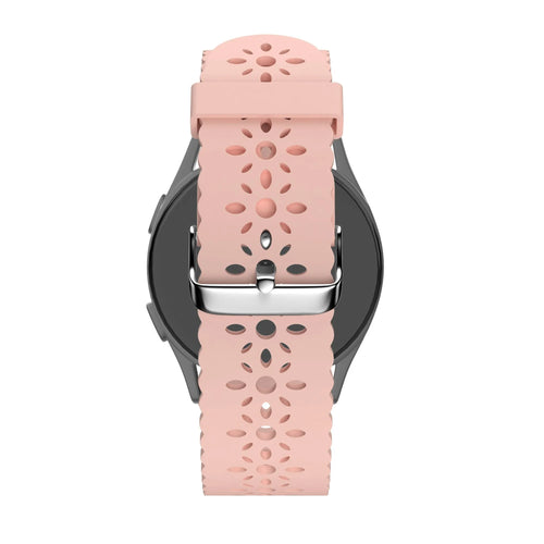 Patterned Silicone Strap, pink, on a watch, direct rear view