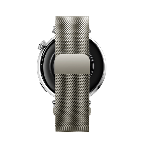 Milanese Strap 'Easy Fit', starlight, on a watch, direct rear view