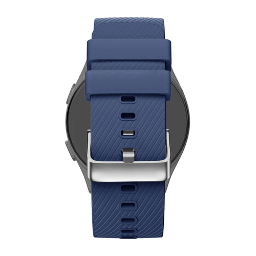 Silicone Strap 'Deluxe', dark blue, on a watch, direct rear view