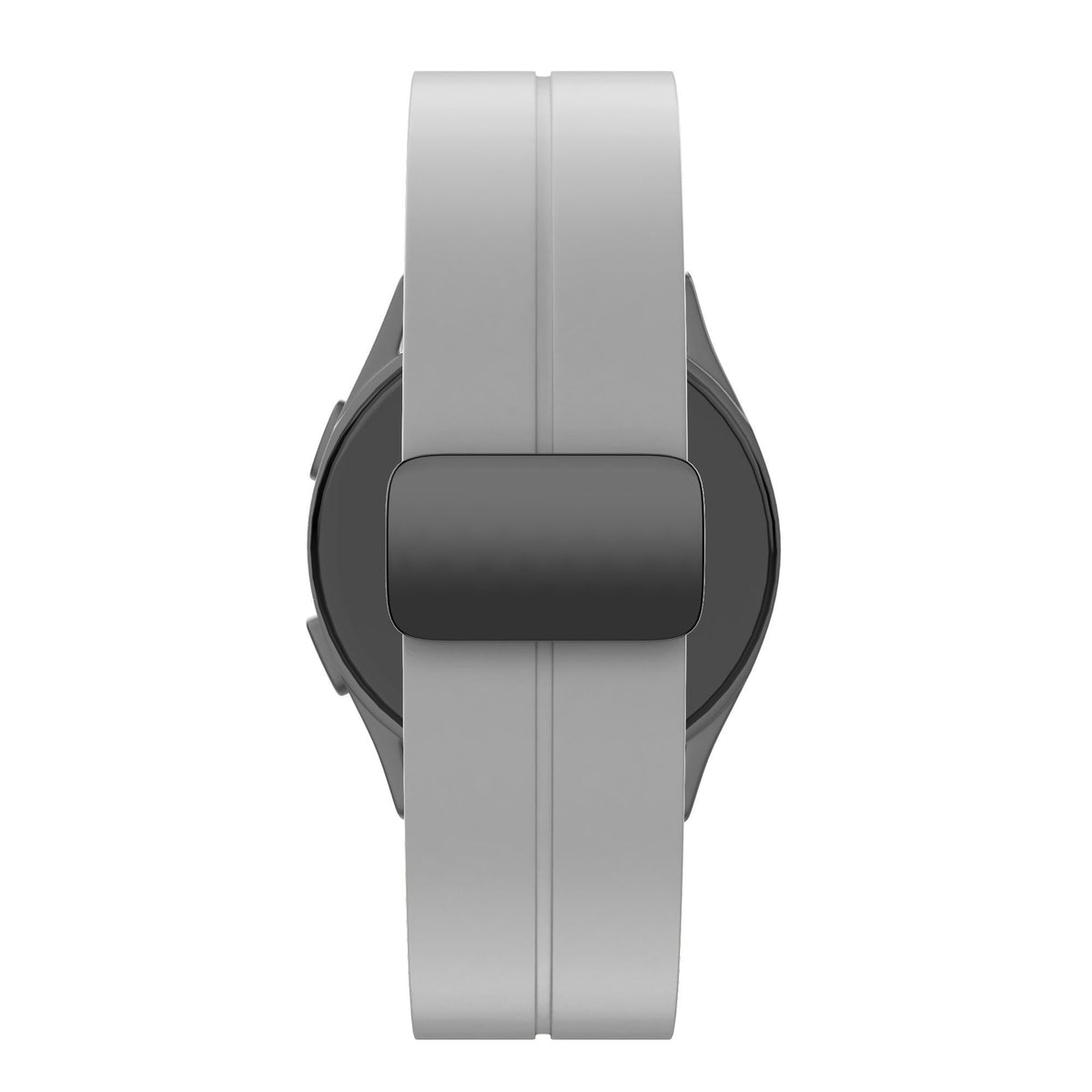 D-Buckle Silicone Strap, grey, on a watch, direct rear view