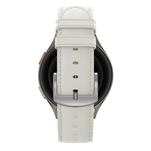 Leather Strap 'Easy Fit', white, on a watch, direct rear view