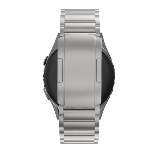 Titanium Link Strap, silver, on a watch, direct rear view