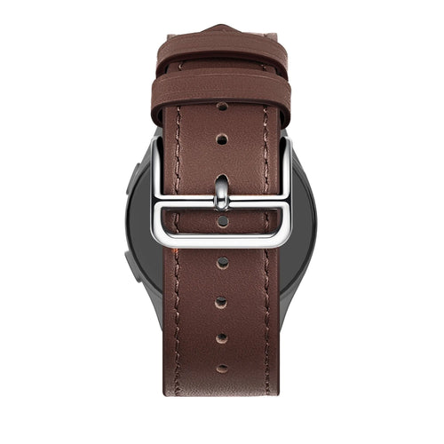 Leather Strap 'Deluxe', brown, on a watch, direct rear view