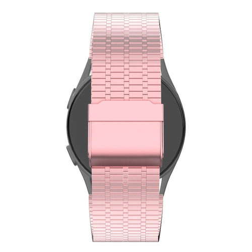 Adjustable Steel Strap, pink sand, on a watch, direct rear view