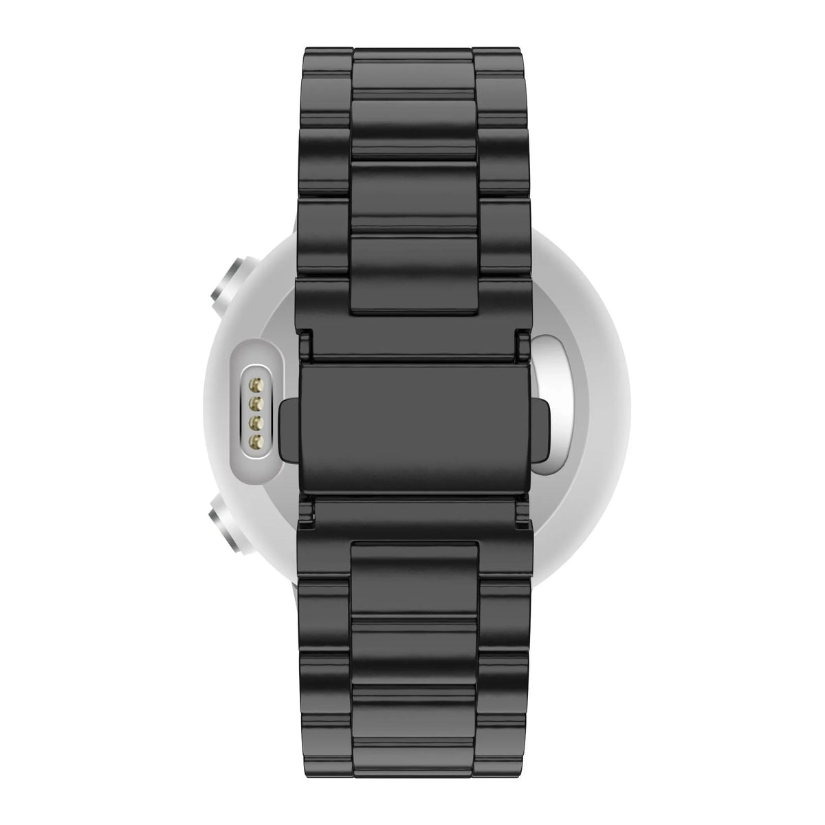 Steel Strap 'Classic', black, on a watch, direct rear view