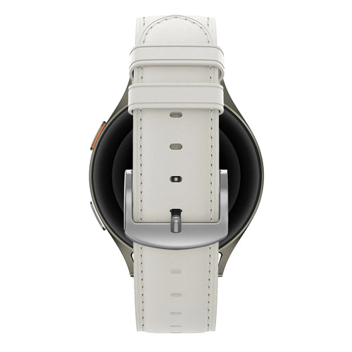 Leather Strap 'Easy Fit', white, on a watch, direct rear view