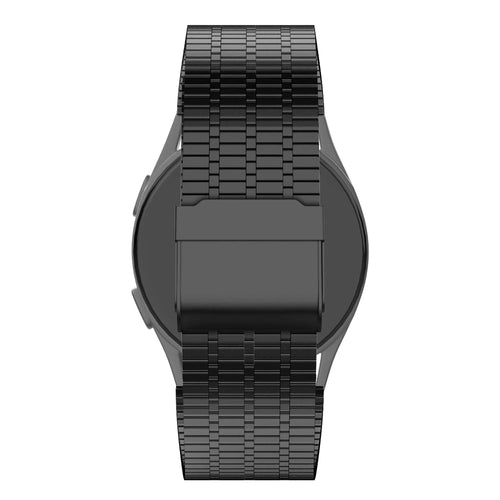 Adjustable Steel Strap, black, on a watch, direct rear view