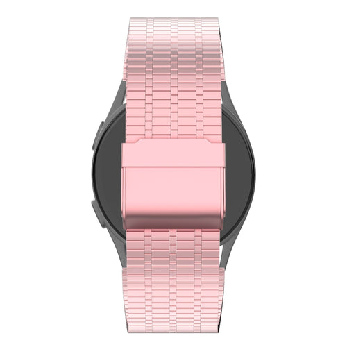 Adjustable Steel Strap, pink sand, on a watch, direct rear view