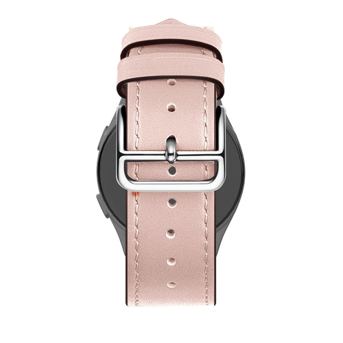 Leather Strap 'Deluxe', pink, on a watch, direct rear view