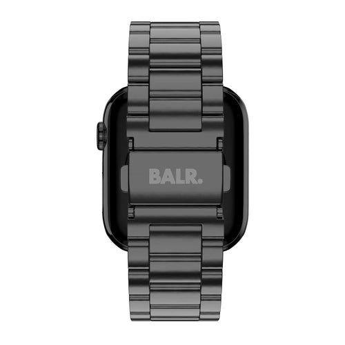 Steel Strap, black, on a watch, direct rear view