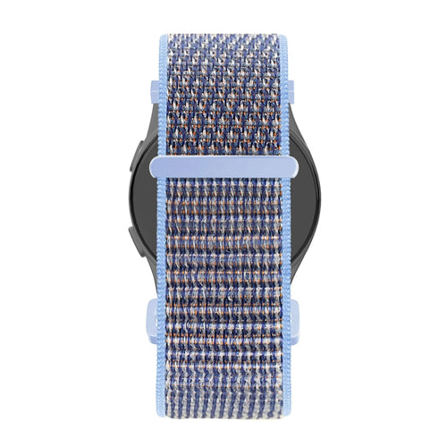 Nylon Loop Strap, azure blue, on a watch, direct rear view