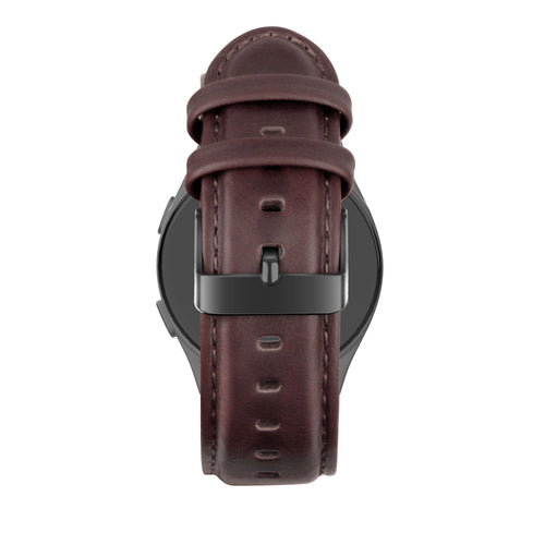 Leather Strap 'Classic', dark brown, on a watch, direct rear view
