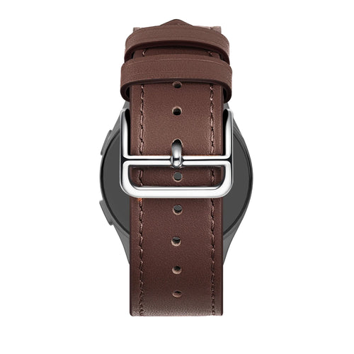 Leather Strap 'Deluxe', brown, on a watch, direct rear view