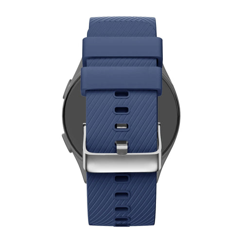 Silicone Strap 'Deluxe', dark blue, on a watch, direct rear view