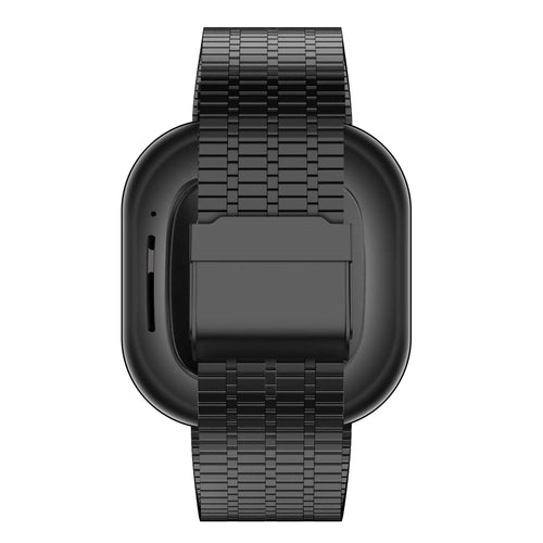 Adjustable Steel Strap, black, on a watch, direct rear view