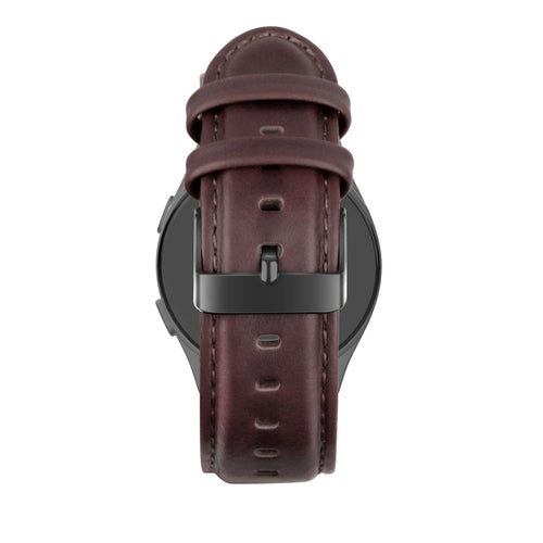 Leather Strap 'Classic', dark brown, on a watch, direct rear view