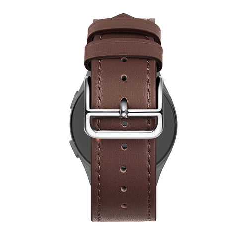 Leather Strap 'Deluxe', brown, on a watch, direct rear view