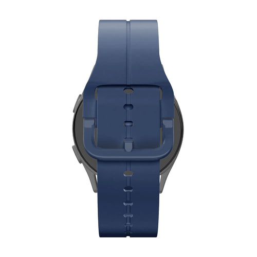 Silicone Strap 'Extreme', dark blue, on a watch, direct rear view
