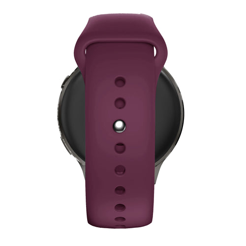 Silicone Sport Strap 'Deluxe', wine red, on a watch, direct rear view