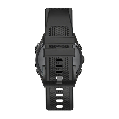 Silicone Strap 'Explorer', black, on a watch, direct rear view