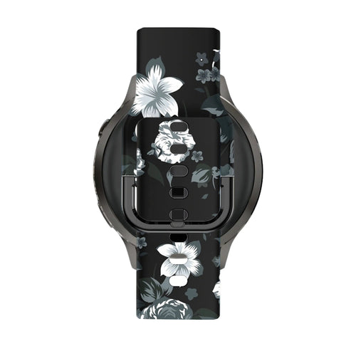Bandz Bracelet silicone 'Fleur noire' Garmin Vivomove Luxe