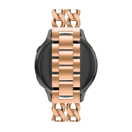 Metal Strap 'Double Chains', rose gold, on a watch, direct rear view