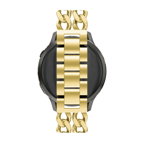 Metal Strap 'Double Chains', gold, on a watch, direct rear view