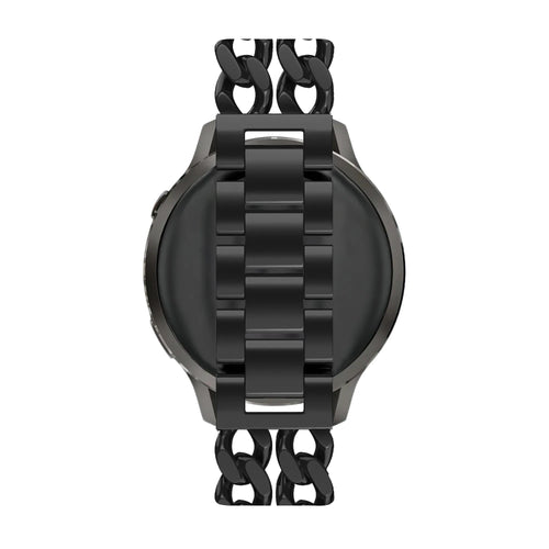 Metal Strap 'Double Chains', black, on a watch, direct rear view