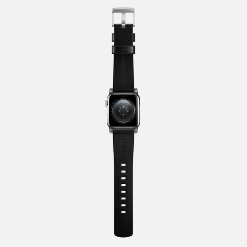Nomad Bracelet cuir moderna Apple Watch (noir/argenté)
