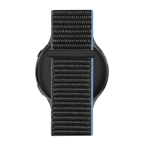 Nylon Loop Strap, charcoal, on a watch, direct rear view