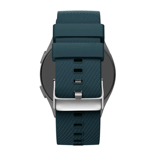 Silicone Strap 'Deluxe', dark green, on a watch, direct rear view