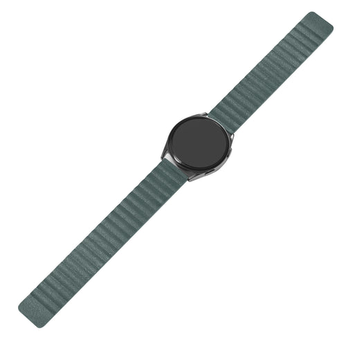 Leather Loop Strap, viridian, on a watch, direct rear view