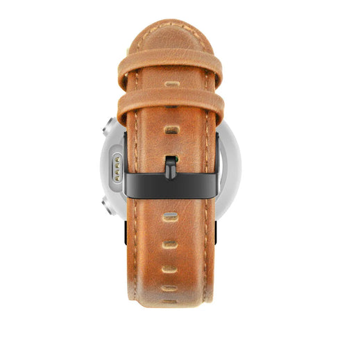 Leather Strap 'Classic', brown, on a watch, direct rear view