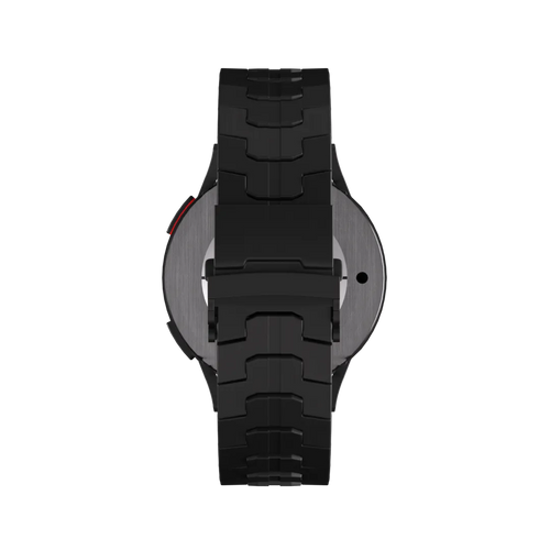 Titanium Strap 'Iron', black, on a watch, direct rear view