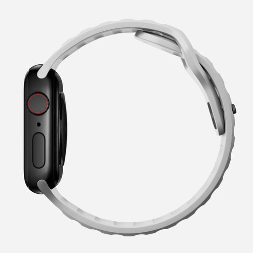 Sport Silicone Strap, grey, on a watch, direct rear view