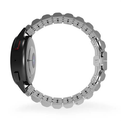 Steel Link Strap 'Duo', silver, on a watch, direct rear view