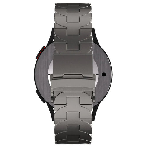 Butterfly Titanium Strap, graphite, on a watch, direct rear view