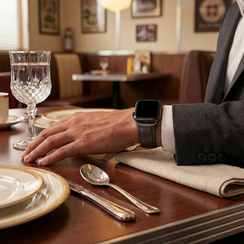 Bracelet cuir Apple Watch (marron foncé)