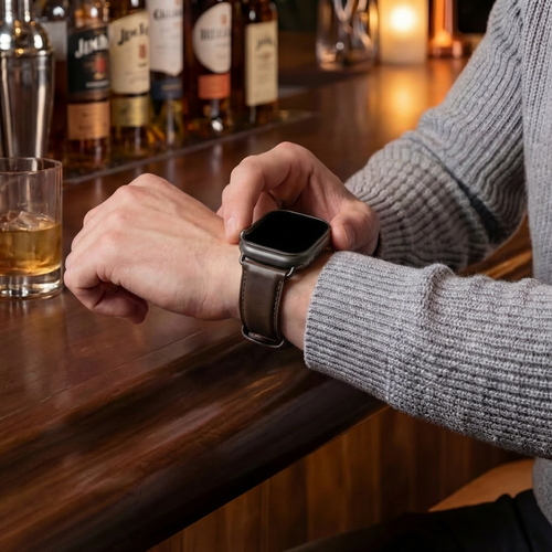 Bracelet cuir Apple Watch (marron foncé)