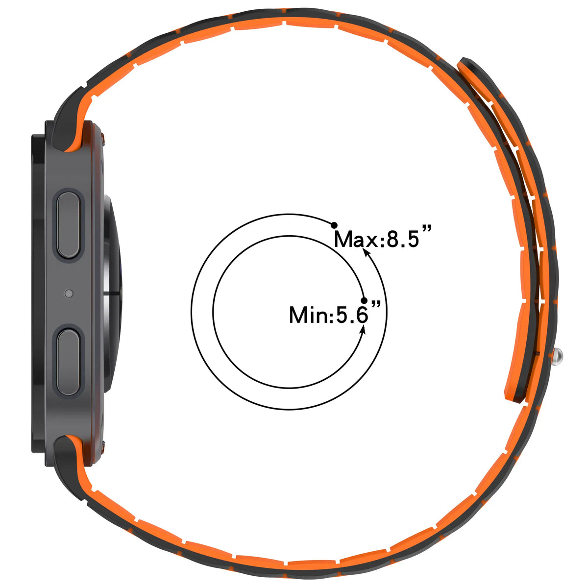 Bracelet silicone magnétique Samsung Galaxy Watch 9 - 40mm (noir/orange)